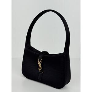 Saint Laurent Le 5 A 7 Mini Hobo Bag Black Satin